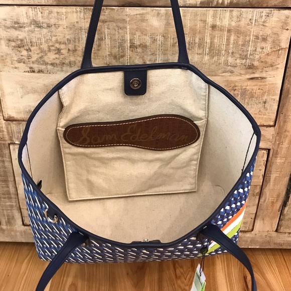 Sam Edelman | Isalyn Poseidon Blue Geometric Tote - Picture 5 of 8